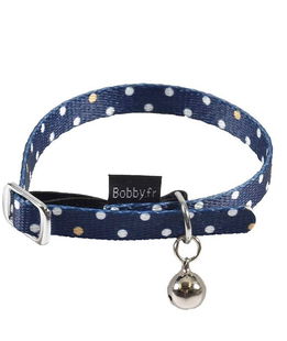 Collare in nylon blu decorazioni a pois bianchi modello Pretty per gatti