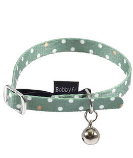 Collare in nylon verde decorazioni a pois bianchi modello Pretty per gatti