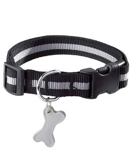 Collare in nylon bicolore nero con ciondolo rimovibile modello Arlequin per cani