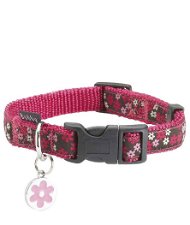 Collare in nylon rosa decorato con fiori Bobby Flower per cani