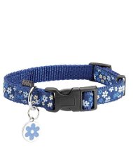 Collare in nylon blu decorato con fiori Bobby Flower per cani