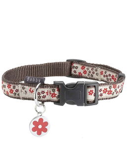 Collare in nylon rosso decorato con fiori Bobby Flower per cani