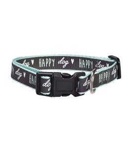 Collare verde con ricamo scritta Happy Dog modello Happy per cani