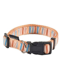 Collare Nala in nylon arancione e fantasia a striscioline multicolori Bobby per cani