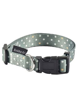 Collare in nylon verde decorazioni a pois bianchi modello Pretty per cani