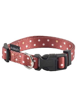 Collare in nylon rosso decorazioni a pois bianchi modello Pretty per cani