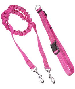 Guinzaglio con cintura in nylon running fucsia per cani