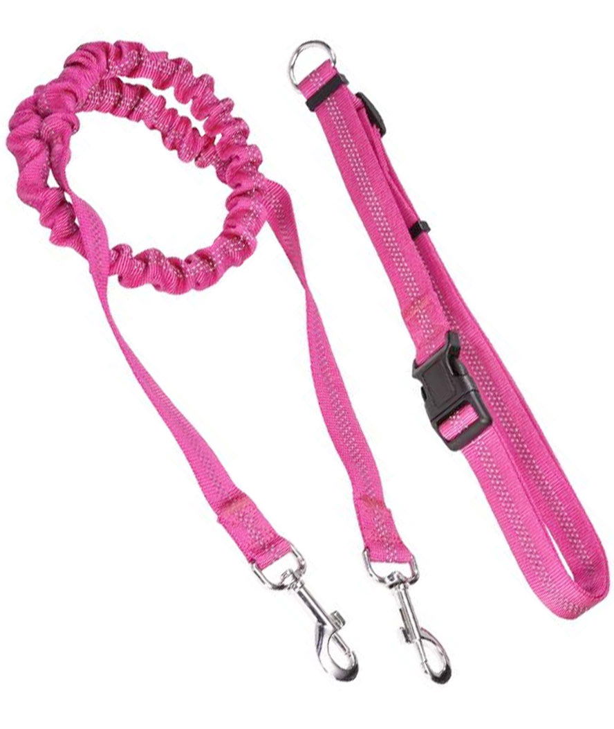 Guinzaglio con cintura in nylon running fucsia per cani - NonsoloCavallo