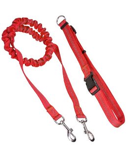 Guinzaglio con cintura in nylon running rosso per cani