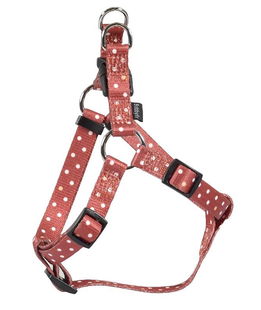 Pettorina in nylon rosso decorazioni a pois bianchi modello Pretty per cani