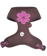 Pettorina modello Flower con imbottitura morbida e fiore rosa per cani