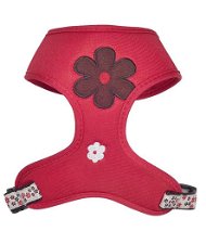 Pettorina modello Flower con imbottitura morbida e fiore rosso per cani