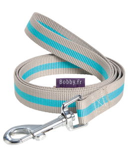 Guinzaglio in nylon bicolore beige con moschettone modello Arlequin per cani