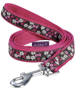 Guinzaglio in nylon rosso decorato con fiori Bobby Flower per cani