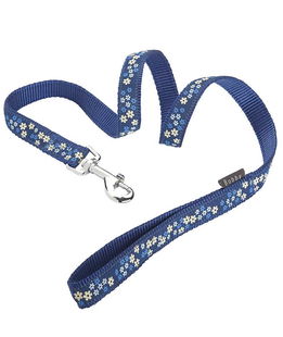 Guinzaglio in nylon blu decorato con fiori Bobby Flower per cani