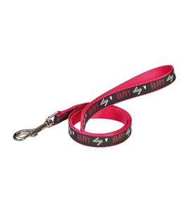 Guinzaglio rosa con ricamo scritta Happy Dog e moschettone modello Happy per cani