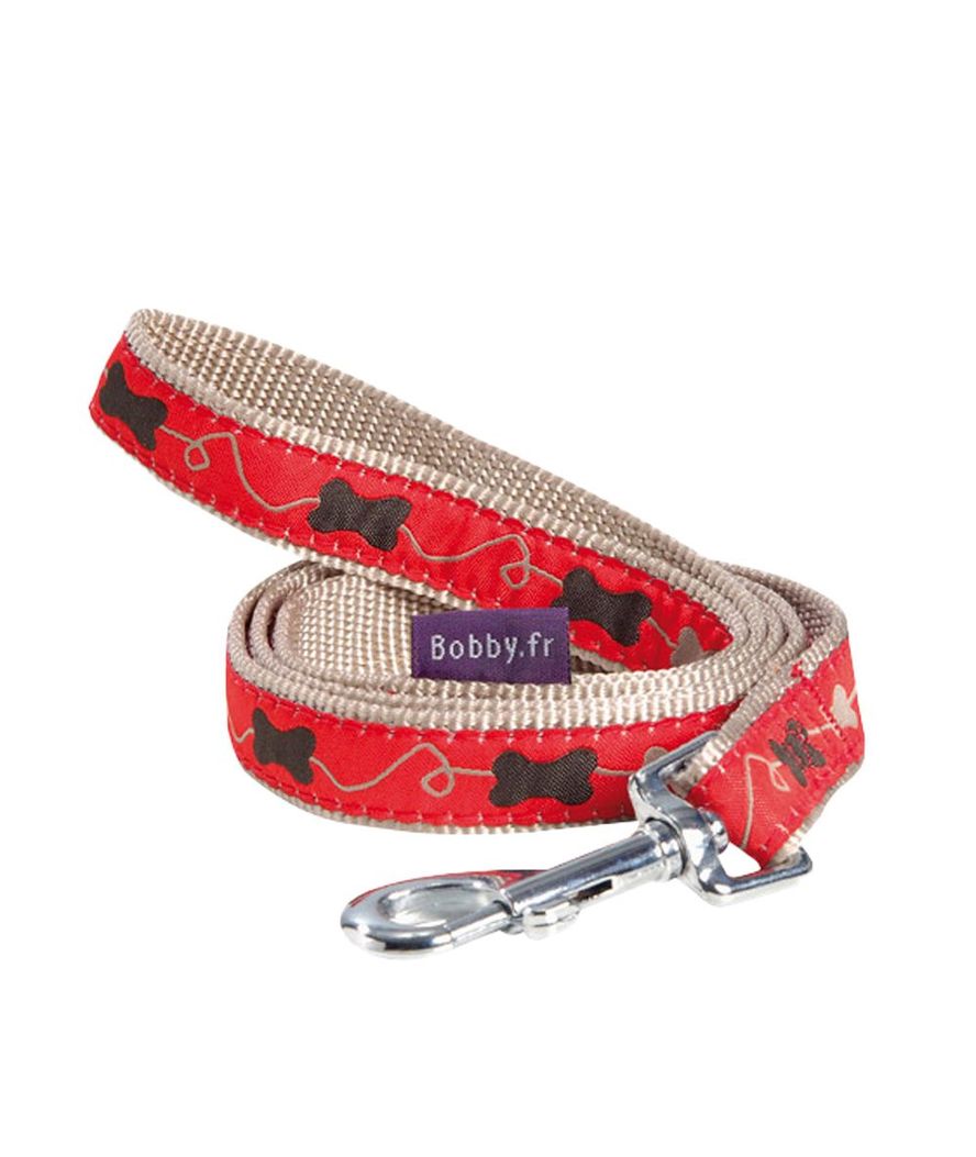 PROMOZIONE Guinzalio rosso con ricamo a osso e con moschettone resistente modello Kyrielle per cani ROSSO S