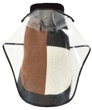 Impermeabile e maglioncino marrone modello Cape con cappuccio trasparente per cani