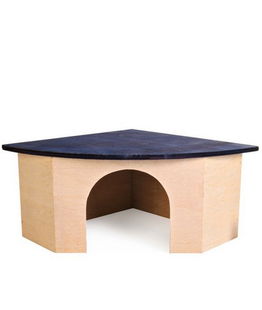 Wood Corner House blue roof 29x13x21 cm per roditori