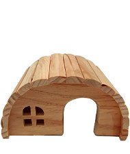Wood Round House W/Window 19x11x13 cm per roditori