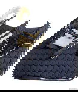 Set sottosella e cuffia Equiline da salto o dressage con strass e passamaneria Octagon Rio