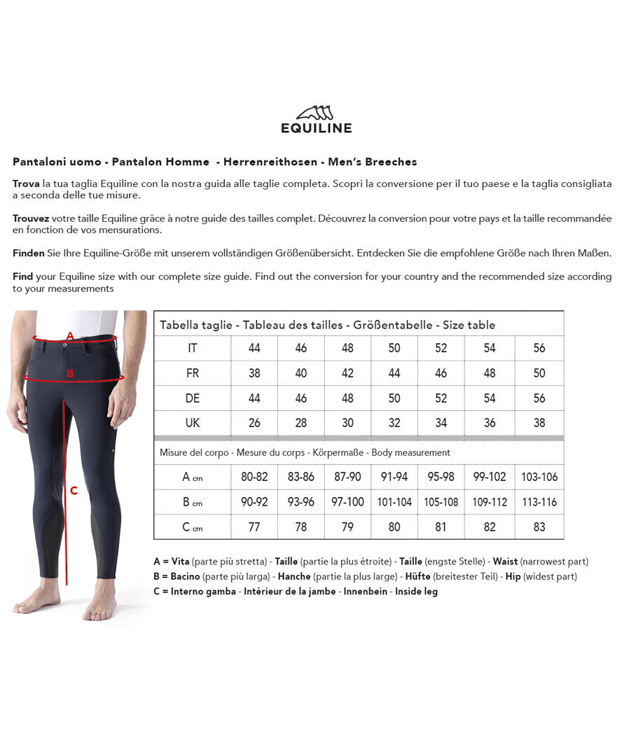 Pantalone uomo Equiline da equitazione B-move grip ginocchio modello Graftonb - foto 10