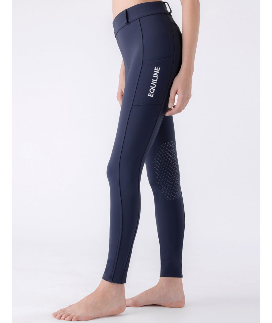 Leggings invernali donna Equiline da equitazione con micro pile e grip ginocchio modello Cirtek - foto 3