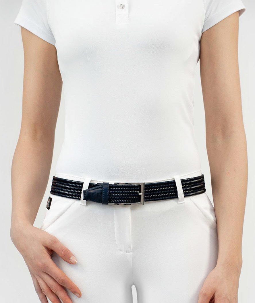 Cintura Equiline unisex in pelle intrecciata elastica modello Logan - foto 1