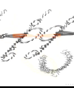 Morso pelham snodato in inox e rame con imboccatura vuota 20 mm e barbozzale