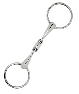 Filetto ad anelli curvo con olivetta centrale inox pieno