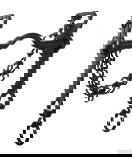 Morso portoghese a collo d'oca nero con aste fisse e barbozzale 15 mm