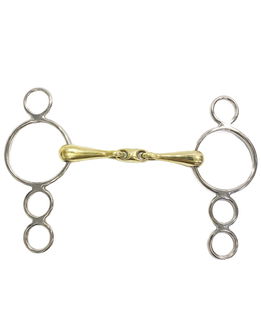 PROMOZIONE Filetto alpacca con oliva centrale con 3 anelli in inox pieno 18 mm da 13,5 cm