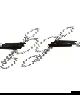 Morso pelham snodato con gomma rigida e inox completo di barbozzale 20 mm