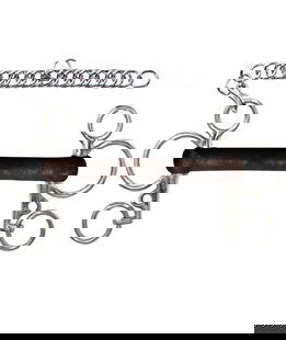 Morso pelham in gomma flessibile e acciaio inox con barbozzale e aste corte