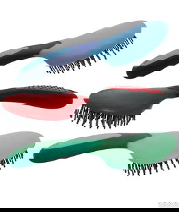 Spazzola tonda bicolore per coda e criniera con denti fini