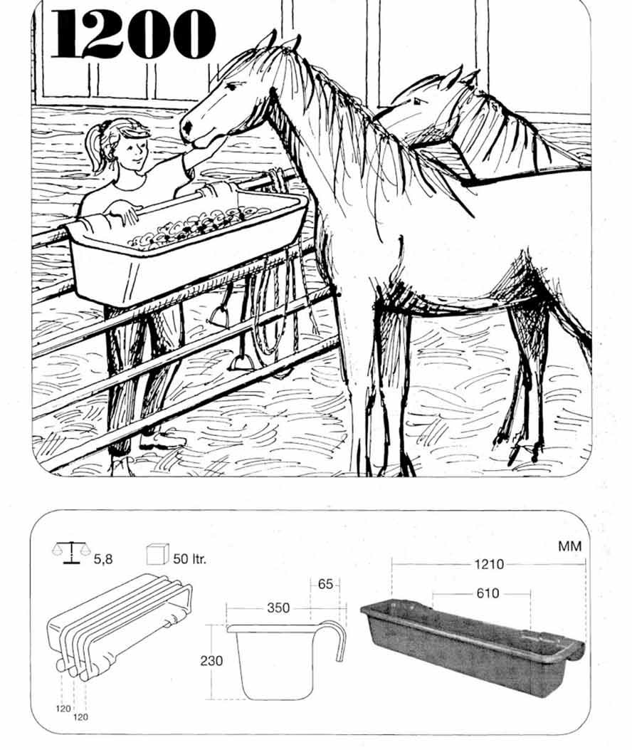 Mangiatoia da paddock per cavalli in plastica lunghezza 120 cm e capacità 50 lt Ok Plast - foto 1