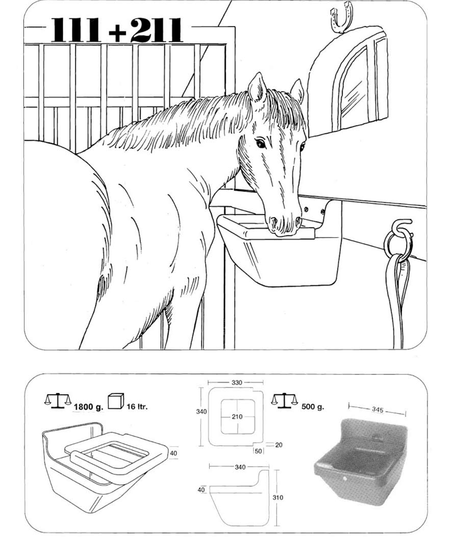 Mangiatoia da parete per cavalli con bordo antispreco capacità 16 lt Okplast - foto 1