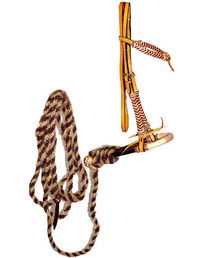 PROMOZIONE Set bosal in cuoio e mecate in crine con testiera in rawhide intrecciata