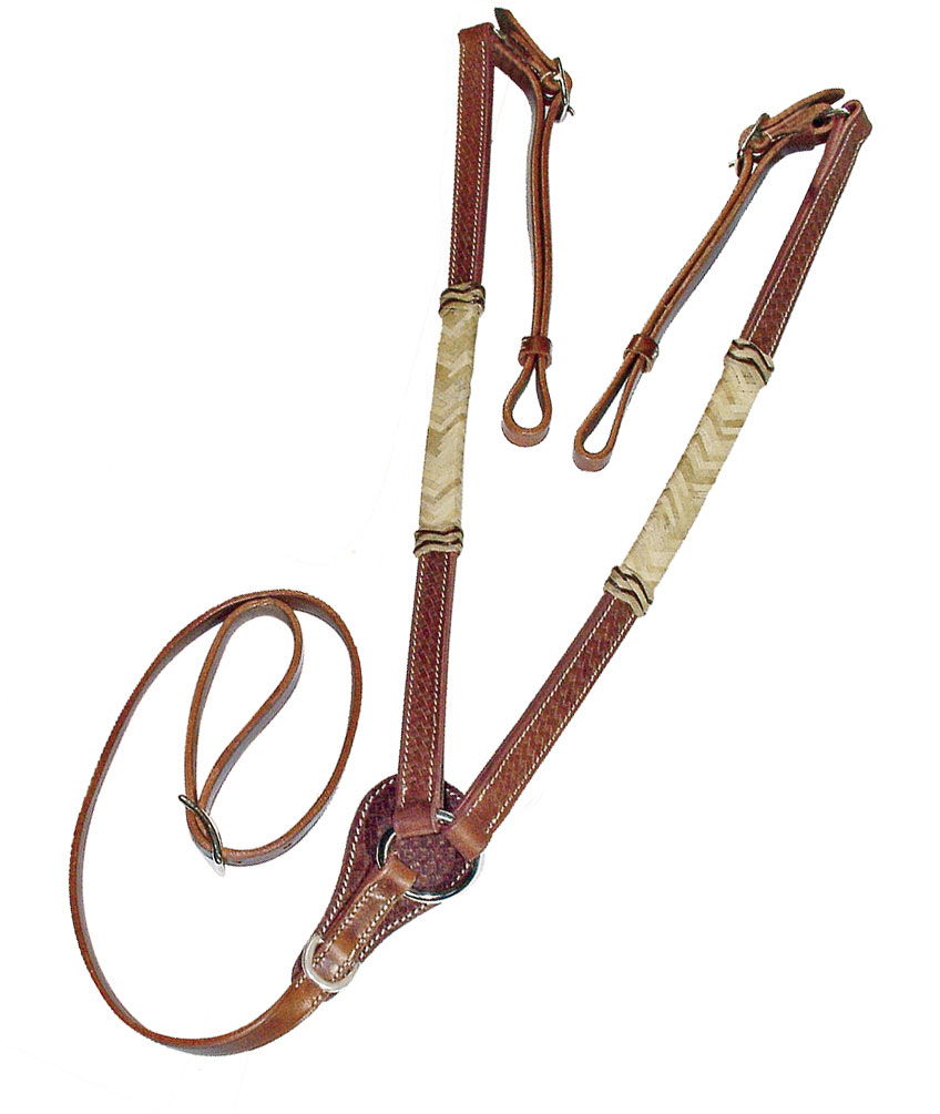 Pettorale western in cuoio con decorazione basket e inserti rawhide