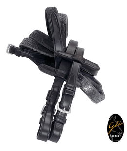 Redini in cuoio inglese Gold ricoperte in gomma con fibbie in ottone 16 mm pony marrone