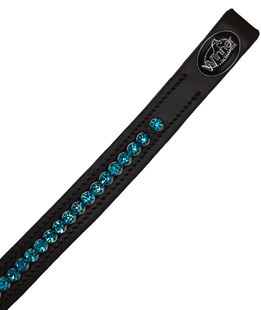 Frontalino Winner in cuoio con strass color turchese