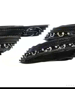 Frontalino Winner in cuoio sagomato a V con strass
