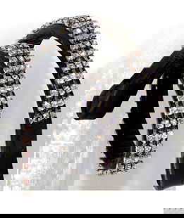 Frontalino Winner in cuoio 13 mm con tre file di strass