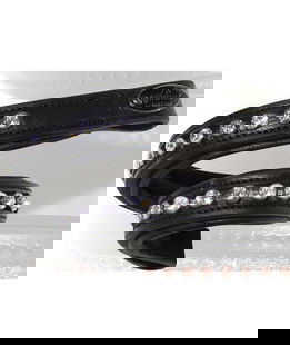 Frontalino in cuoio profilato Winner con strass tondi 7 mm