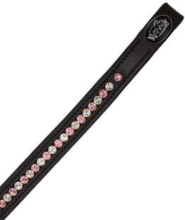 Frontalino Winner in cuoio con strass bicolore rosa