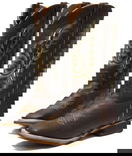 Stivali Western Old West con punta quadrata e gambale marrone