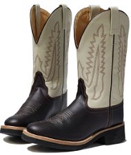 Stivali Old West in pelle con cuciture goodyear e gambale bianco