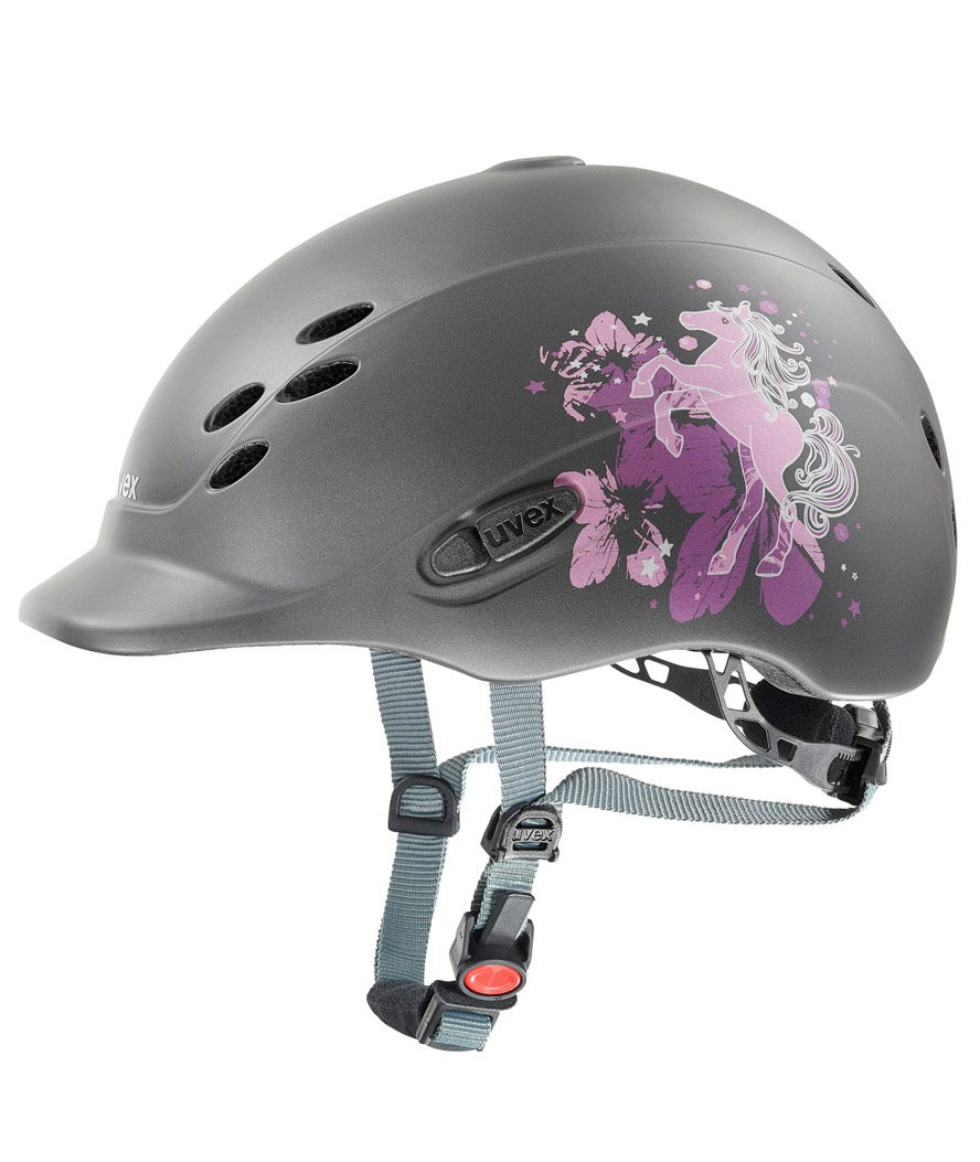 Casco da equitazione uvex Onyxx DEKOR PONY con sistema 3D IAS per bambini opaco 49/54 cm