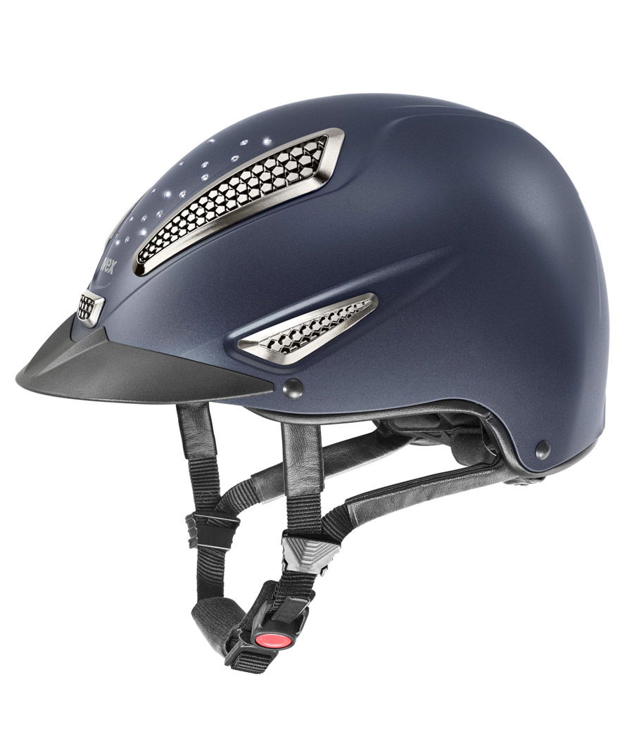 Casco da equitazione uvex PERFECTION II GRACE con cristalli Swarovski per bambini e adulti blu opaco