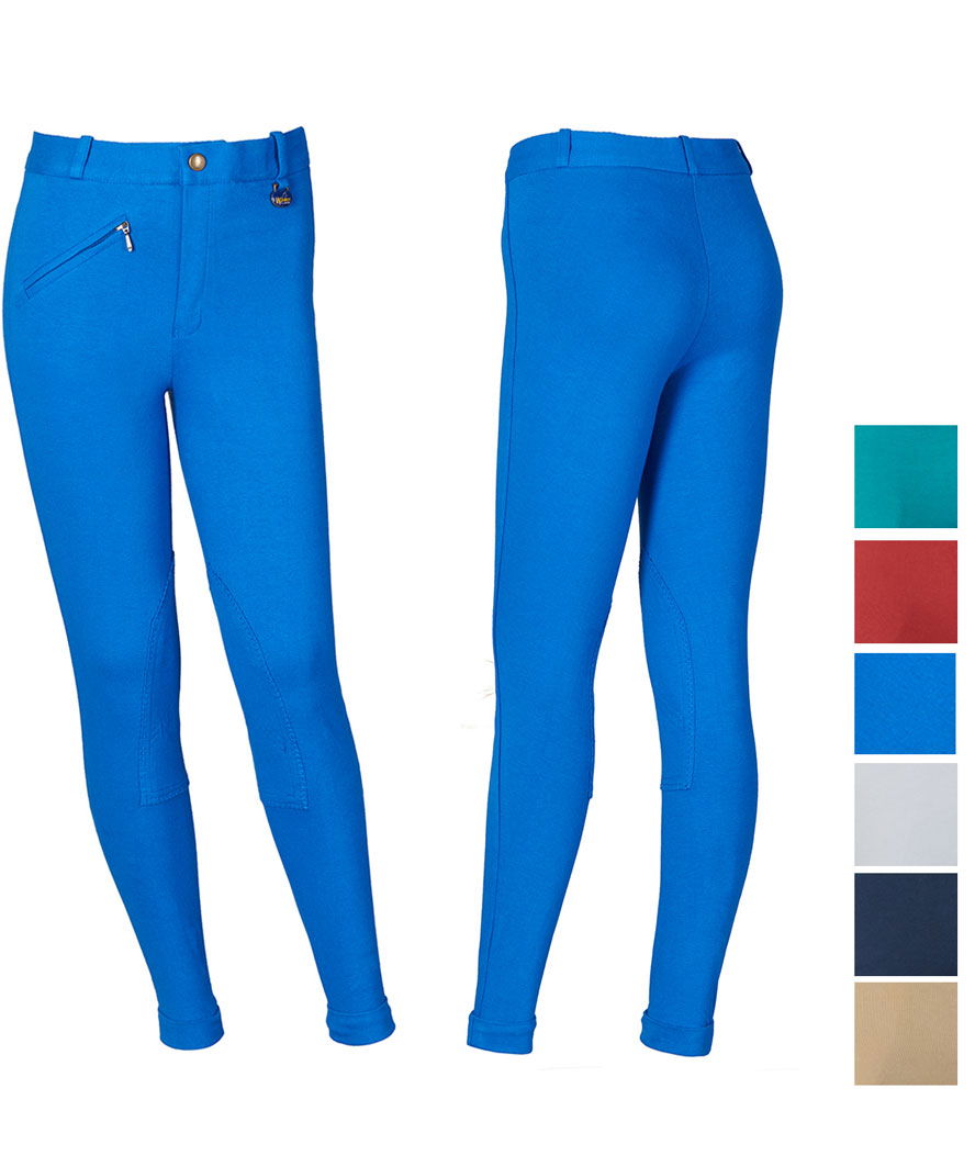 PROMOZIONE Pantaloni equitazione Jodhpur Winner per bambino estivi in maglina di cotone e tessuto elasticizzato AZZURRO